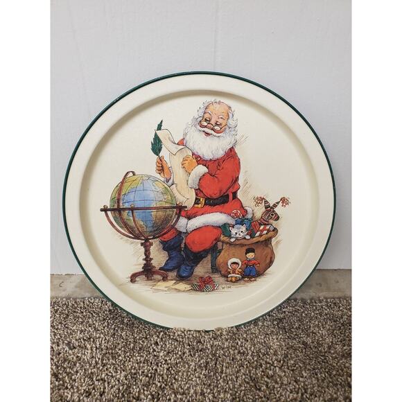 Vintage Potpourri Press Santa Metal Tin Tray (1992) - Picture 1 of 7